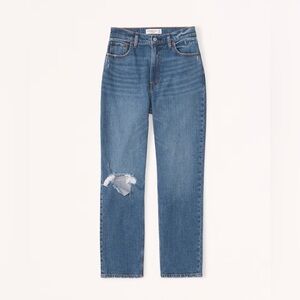 Abercrombie & Fitch Light Blue Distressed The Ankle Straight Jeans